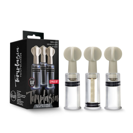 Temptasia Clit and Nipple Twist Suckers – Clear – Set of 3