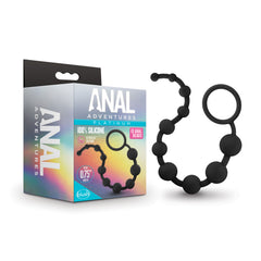Anal Beads – Platinum Silicone, 10-Count, Black – Anal Adventures
