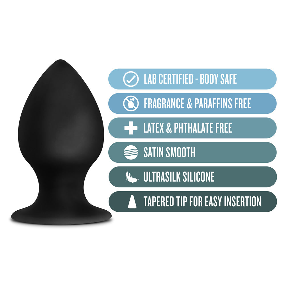 Anal Adventures Platinum Silicone Anal Stout Plug - Large, Black