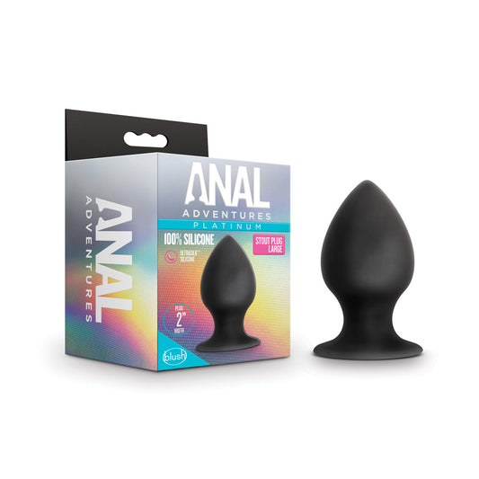 Anal Adventures Platinum Silicone Anal Stout Plug - Large, Black
