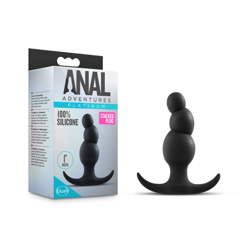 Anal Adventures Platinum Stacked Beaded Plug – Black
