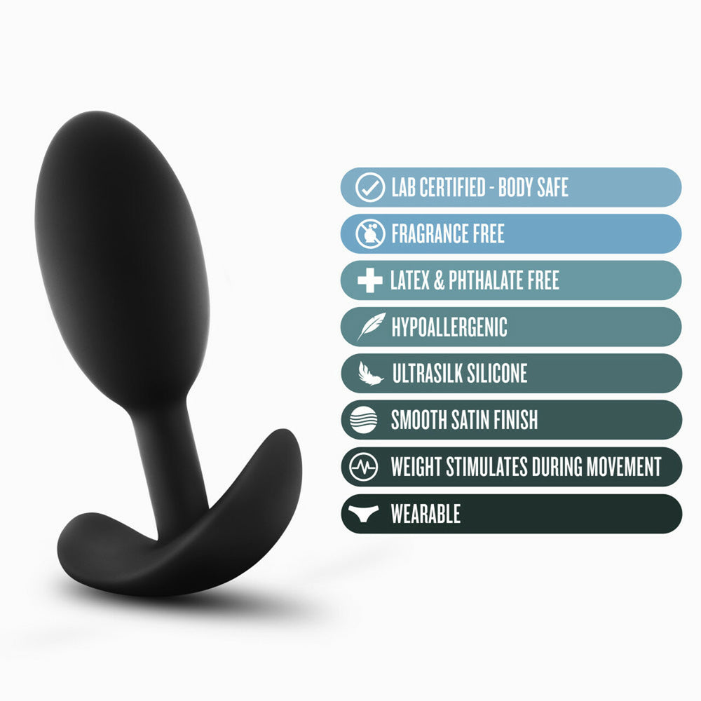 Anal Adventures Vibra Slim Platinum Silicone Vibrating Anal Plug – Medium, Black