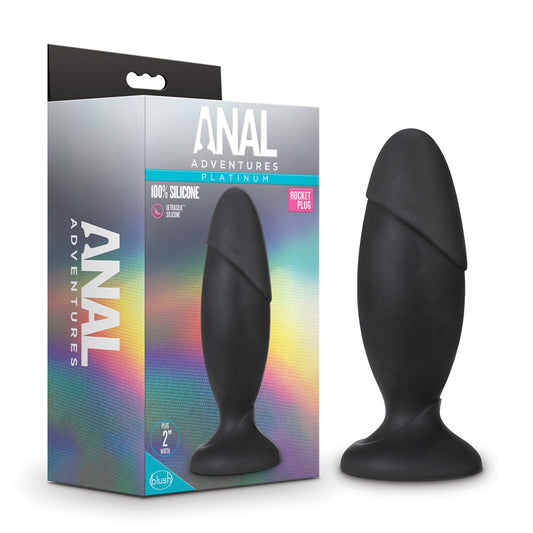 Anal Adventures Platinum Silicone Rocket Butt Plug – Black