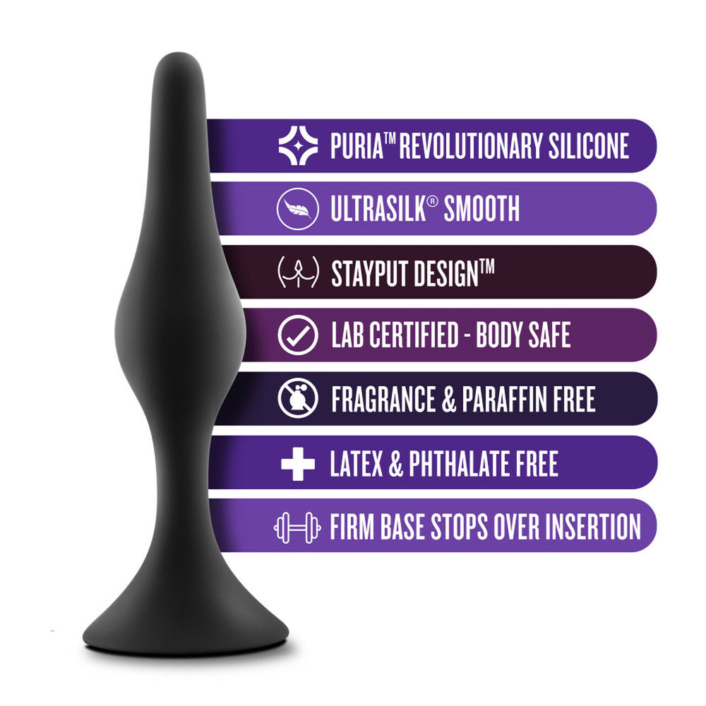 Anal Adventures Platinum Silicone Beginner Anal Plug – Small, Black