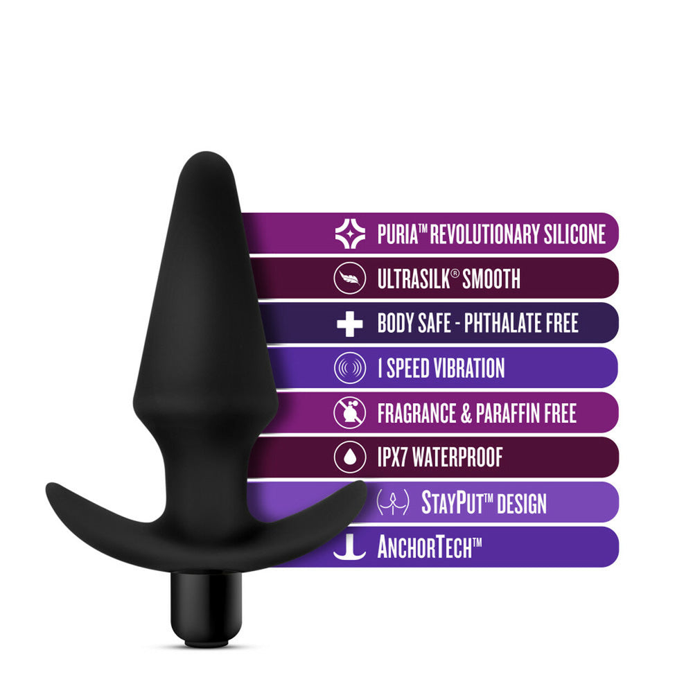 Anal Adventures Platinum Silicone Vibrating Anal Plug – Black