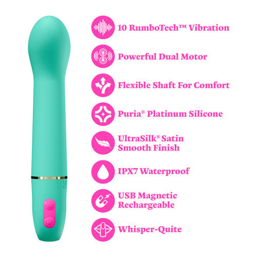 Aria Flirty AF 2.0 – Teal Rechargeable Vibrator with Multiple Speeds and Smooth Silicone Texture