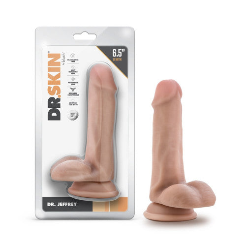 Dr. Skin Dr. Jeffrey 6.5" Dildo with Balls – Realistic Beige Silicone Dildo