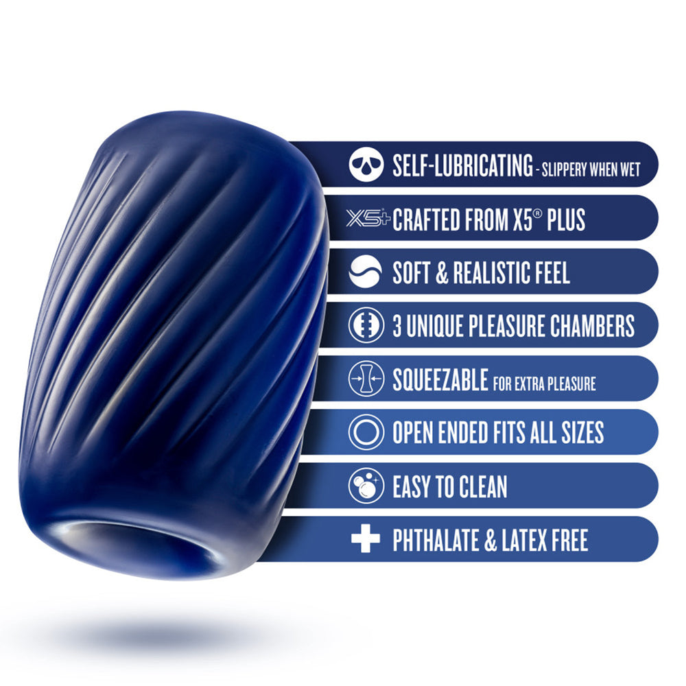 Rize Turbine Self-Lubricating Stroker – Blue Blue Male Masturbation Toy