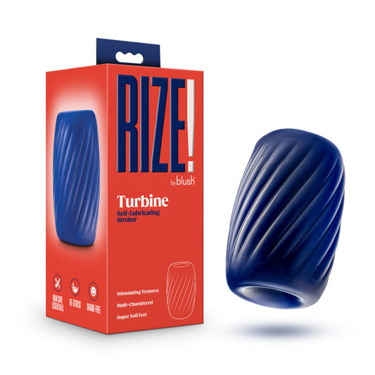 Rize Turbine Self-Lubricating Stroker – Blue Blue Male Masturbation Toy