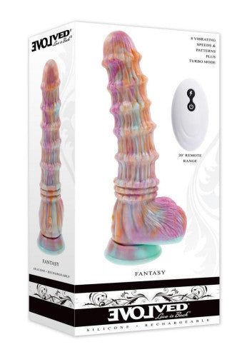 Fantasy Multicolor Rechargeable Silicone Vibrating Dildo with Remote