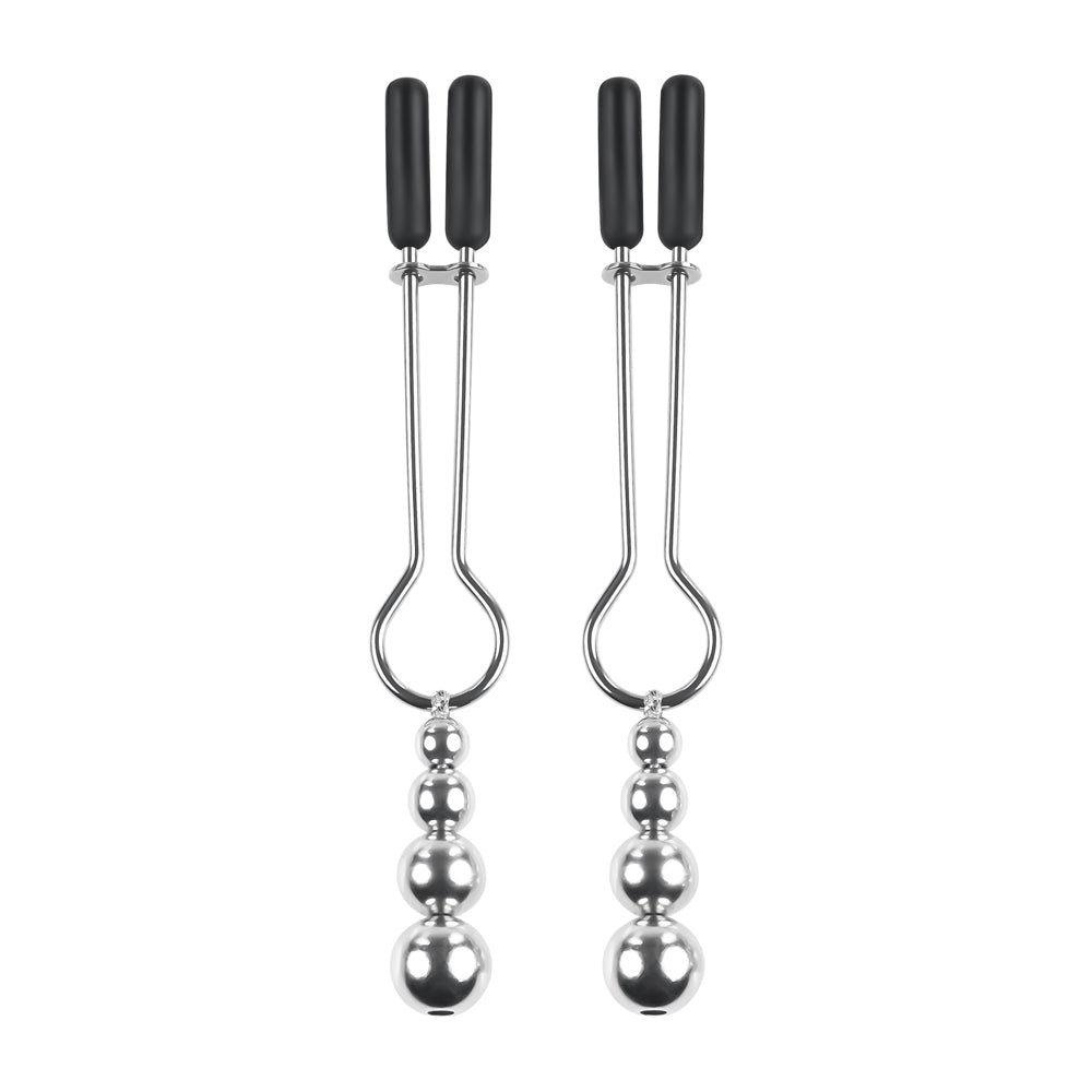 Silver Beaded Nipple Clamps – Adjustable BDSM Nipple Gear for Sensation Play