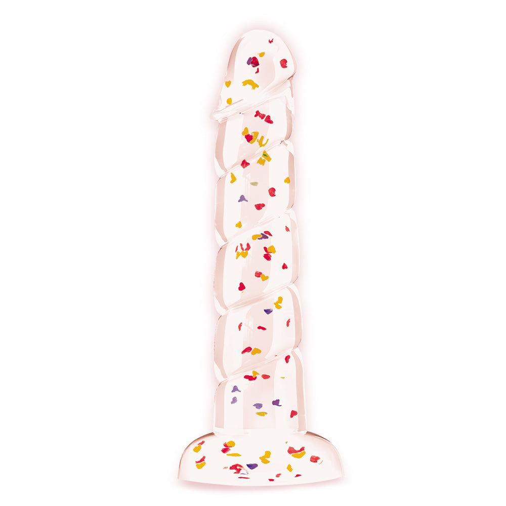 Glittergasm 7.5" Red Orange Yellow Swirl Dildo