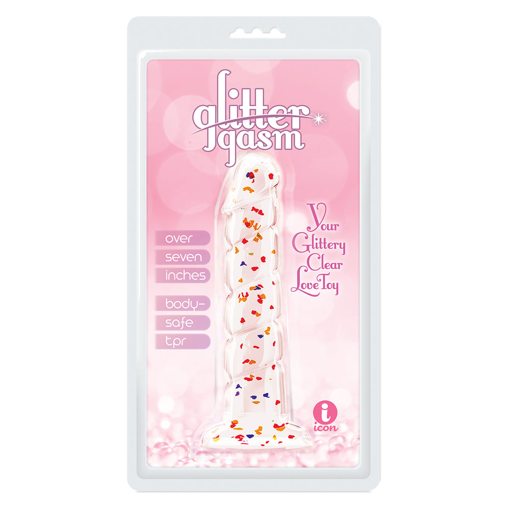 Glittergasm 7.5" Red Orange Yellow Swirl Dildo