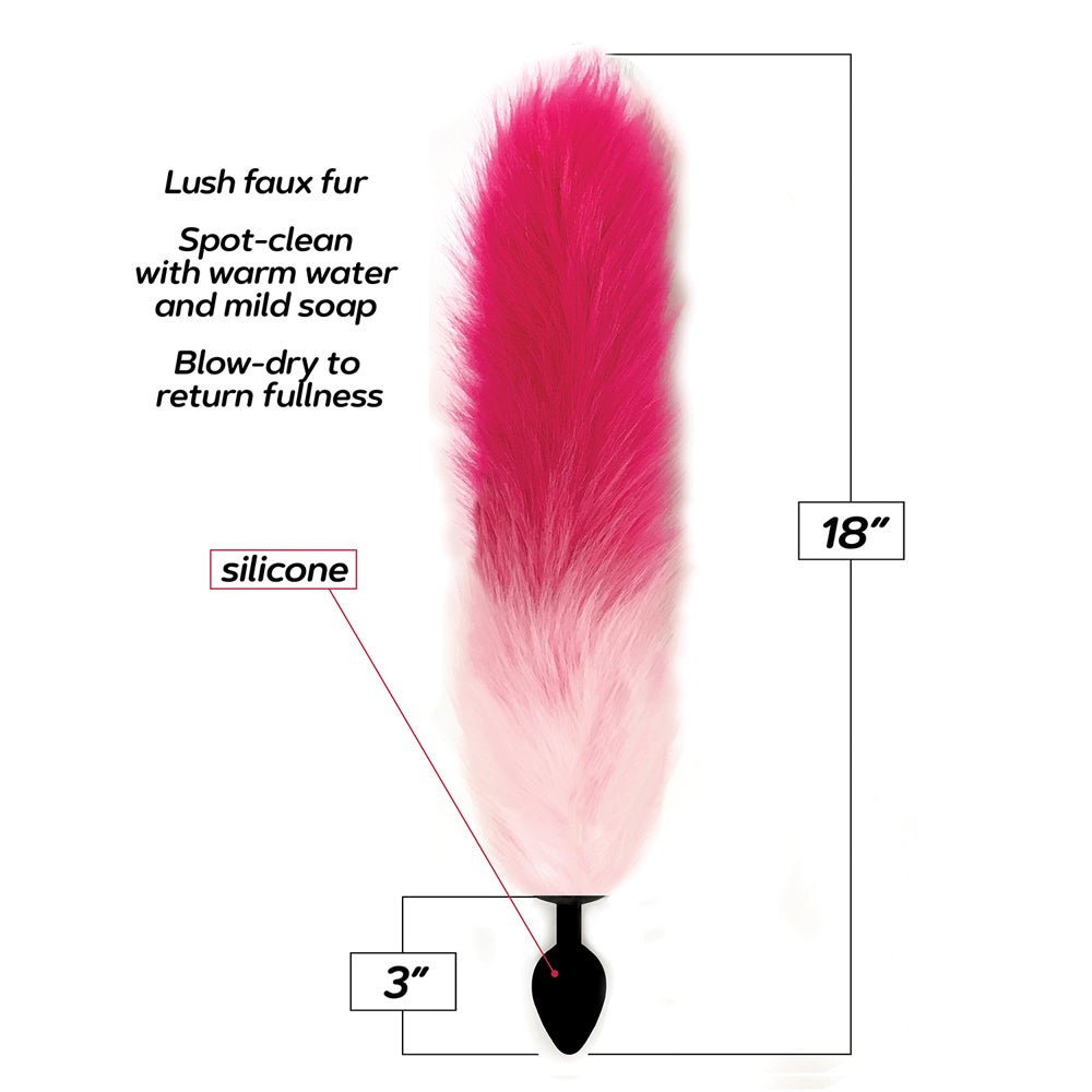 Pink Silicone Fox Tail Butt Plug – Fox Tail Anal Toy, 100% Silicone