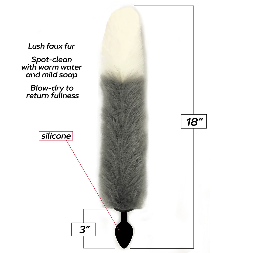 Silicone Fox Tail Butt Plug - Silver Anal Sex Toy