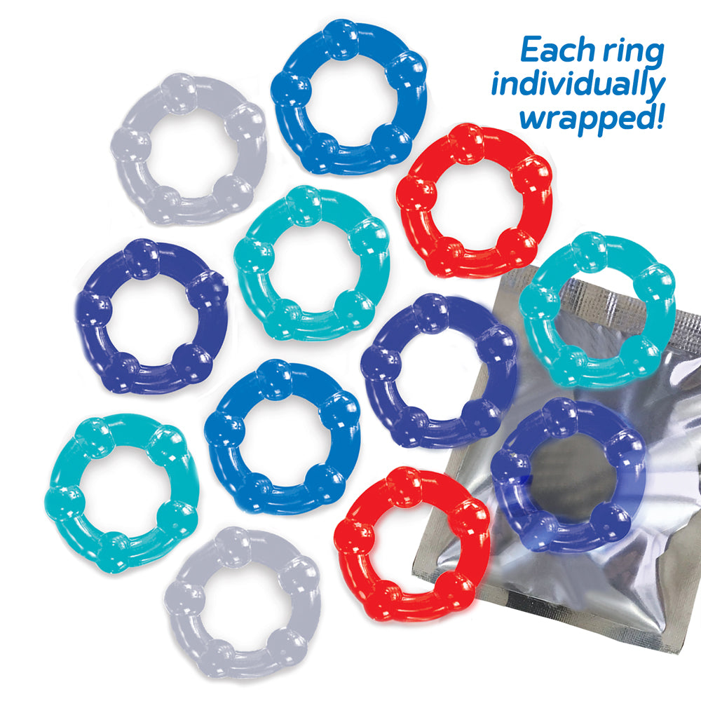 The 9's Baller's Dozen Beaded 12 Pc Beaded Tpe Cock Ring Set