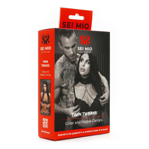 Sei Mio Twin Tweaks Collar & Clamps – Adjustable BDSM Set for Nipple and Body Play