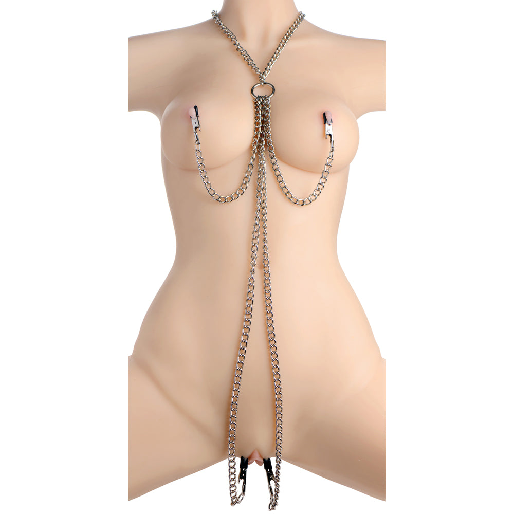 Master Series Collar, Nipple Clamps, and Clit Clamp Set – BDSM Bondage Kit