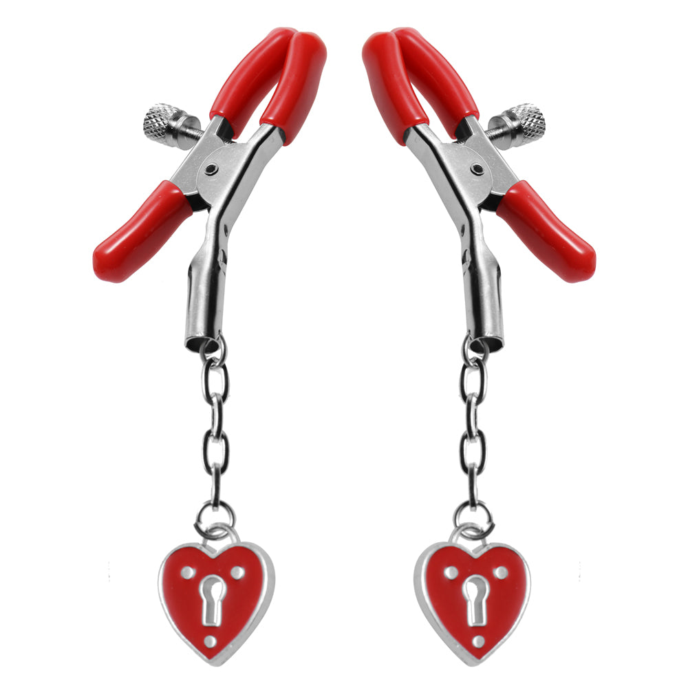 Master Series Crimson Heart Padlock Nipple Clamps – Tied Charmed Design