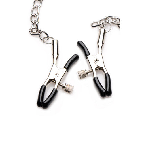 Strict Silicone Bit Gag with Nipple Clamps – Adjustable PU Leather Strap and Vinyl-Tipped Clamps