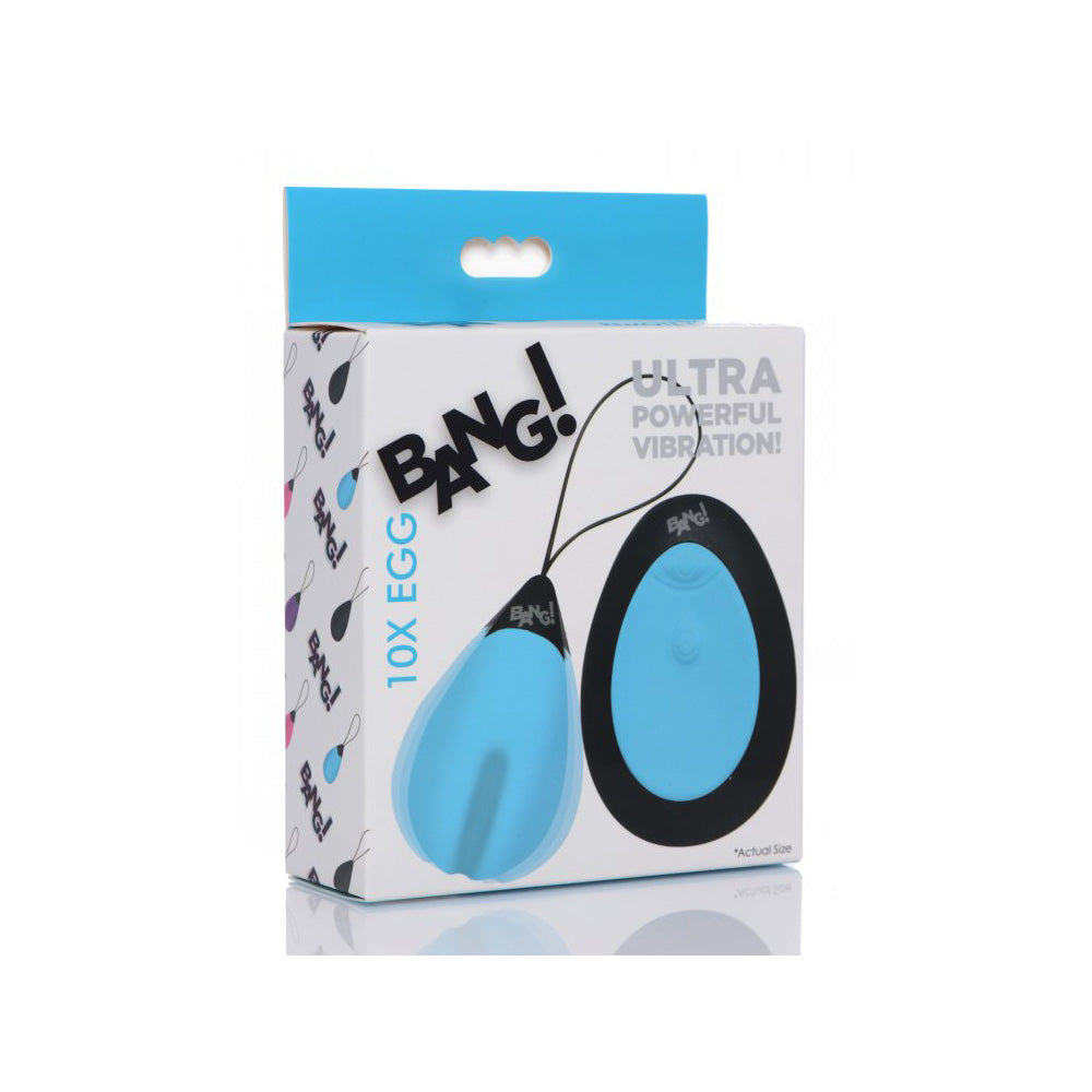 Bang! 10X Vibrating Silicone Egg With Remote Control Blue