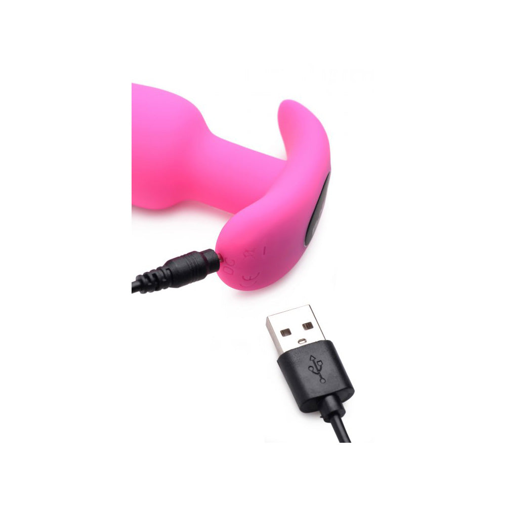 Bang! 21X Vibrating Silicone Butt Plug with Remote Control – Pink