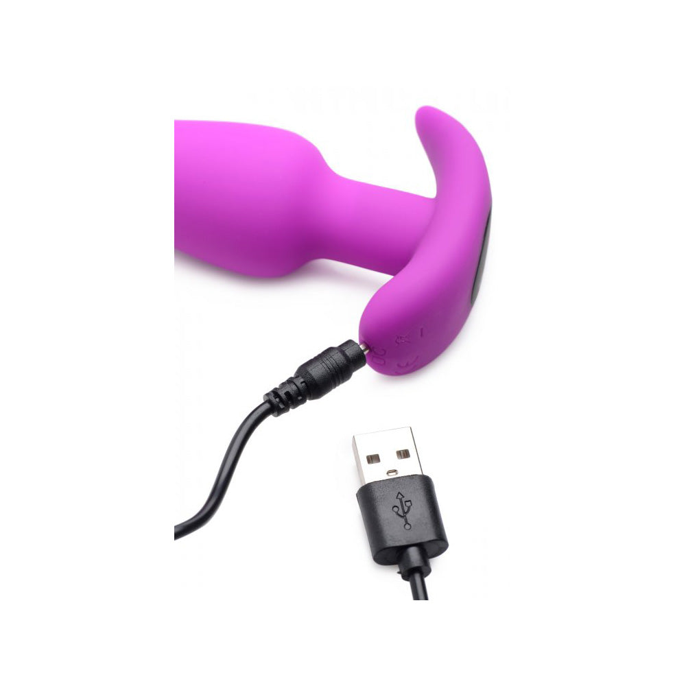 Bang! 21X Vibrating Silicone Butt Plug with Remote Control - Purple