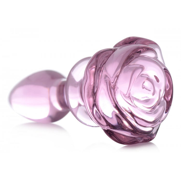 Booty Sparks Pink Rose Glass Small Anal Plug