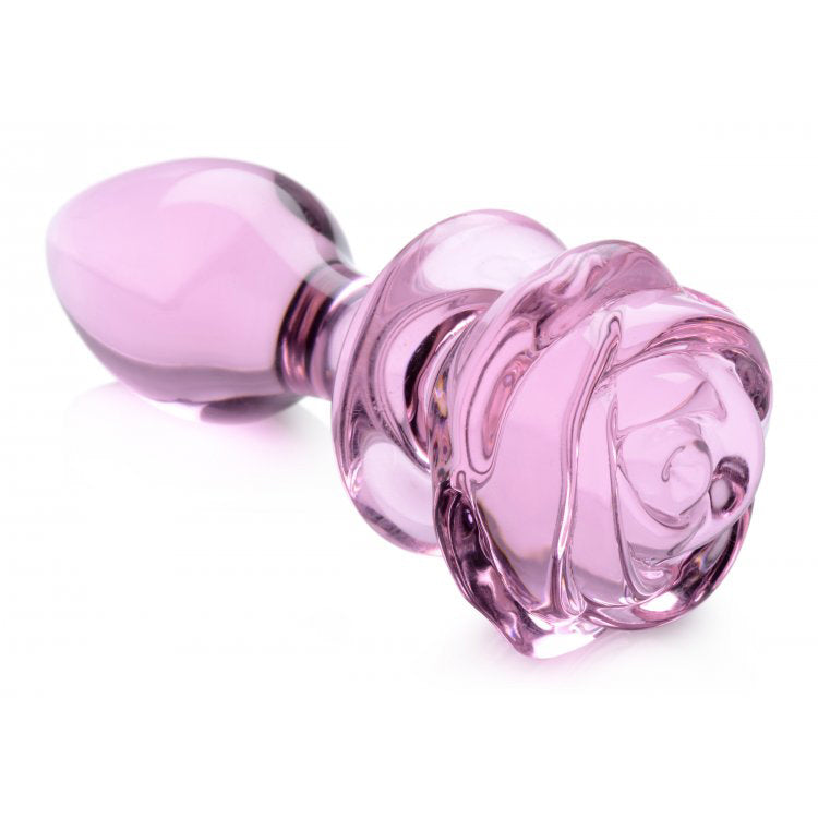Booty Sparks Pink Rose Glass Medium Anal Plug