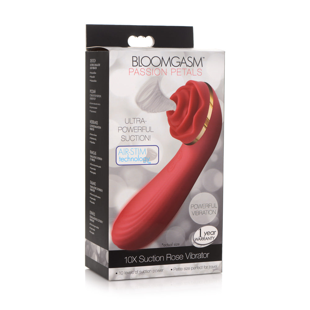 Bloomgasm Passion Petals Silicone Suction Rose Vibrator 10x Red