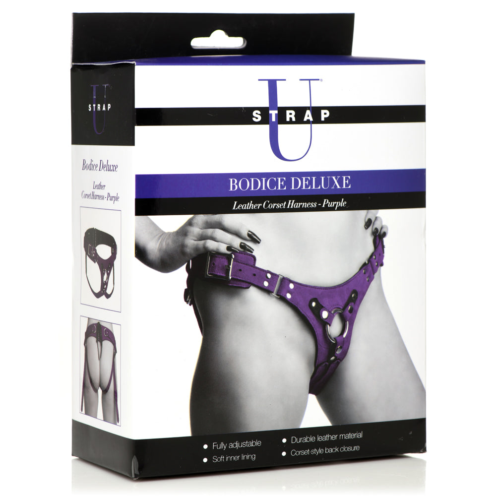 Strap U Bodice Deluxe Leather Corset Harness Pink