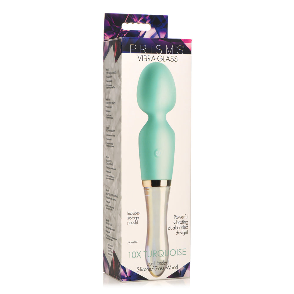 Prisms Vibra-Glass 10X Turquoise Dual Ended Silicone/Glass Wand