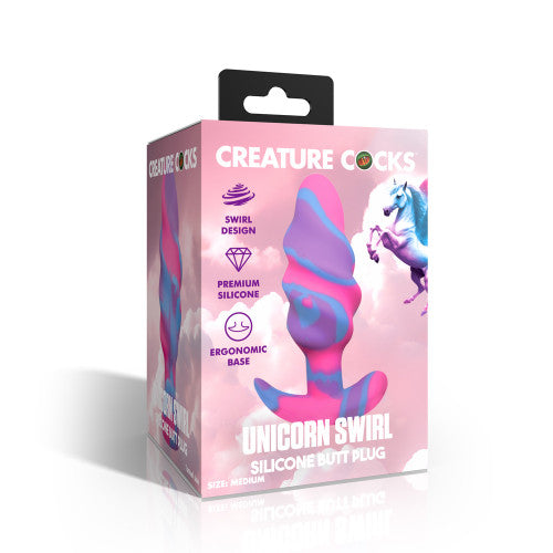 Creature Cocks Unicorn Swirl Silicone Butt Plug β Fantasy Anal Toy