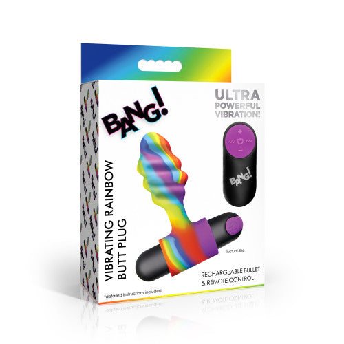 Bang! Vibrating Rainbow Butt Plug - Waterproof Silicone, Multi-Speed Anal Toy