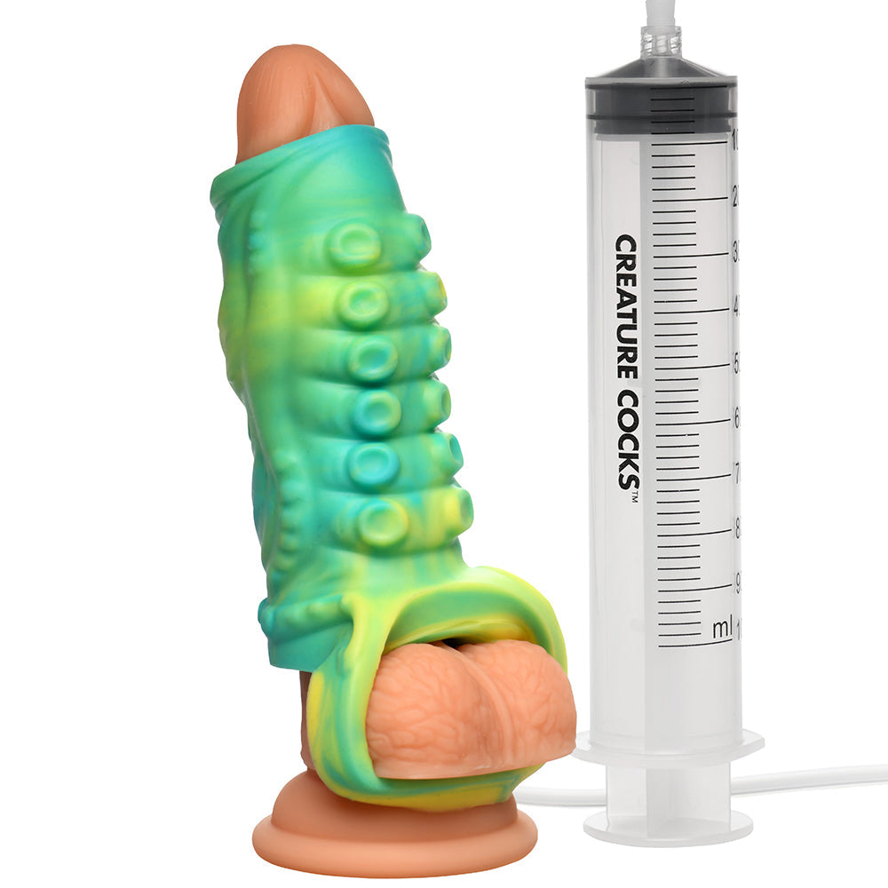Creature Cocks Tentacle Squirting Silicone Penis Enhancer Green