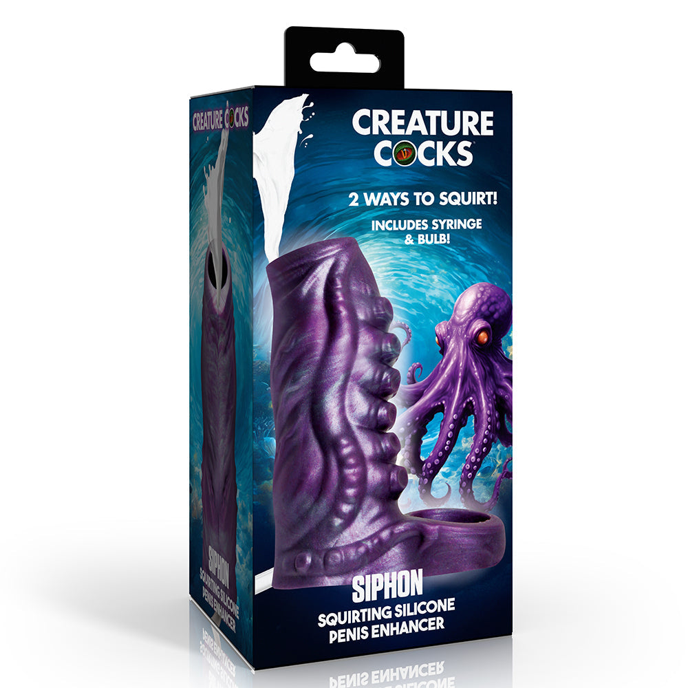 Creature Cocks Tentacle Squirting Silicone Penis Enhancer Green
