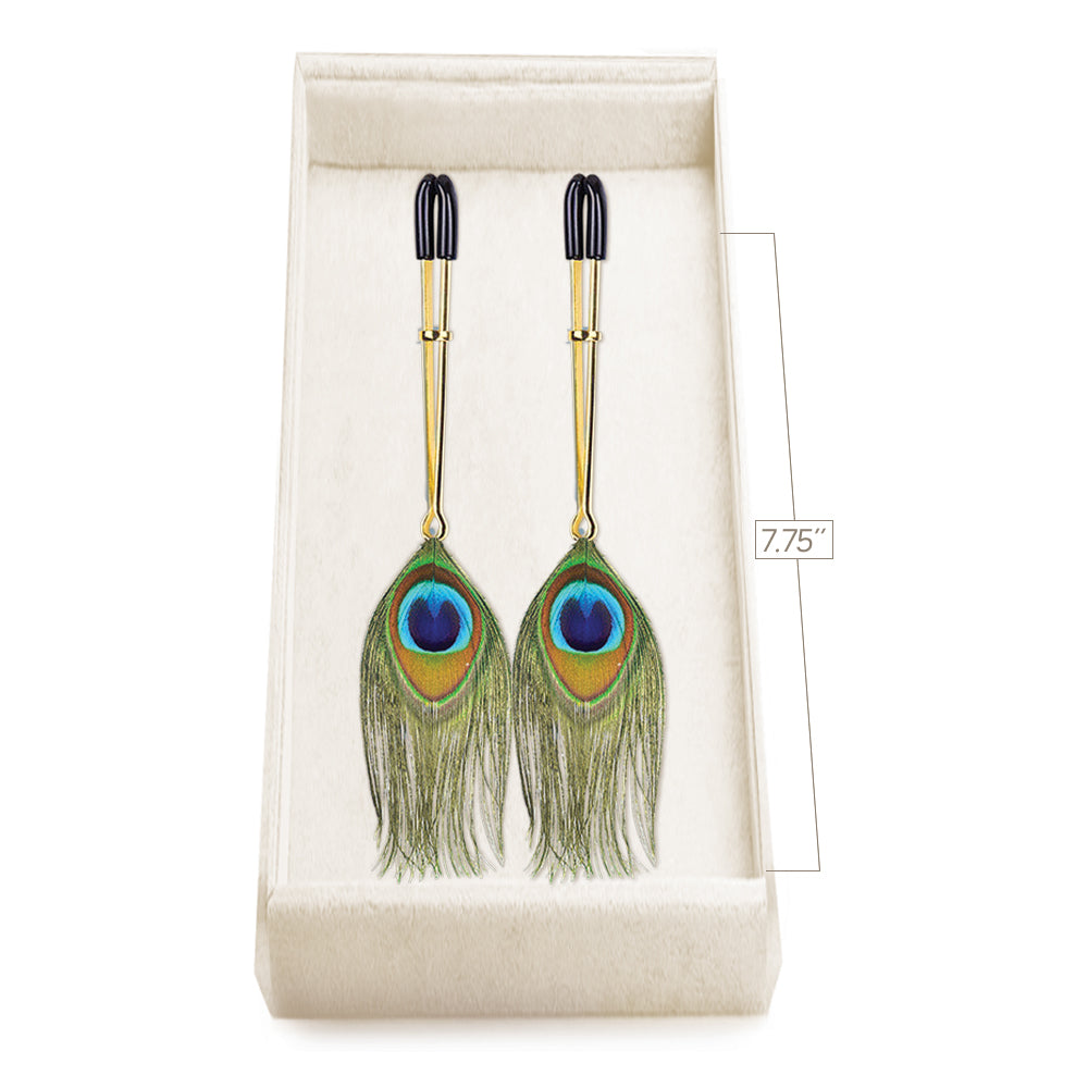 Couture Clips Luxury Nipple Clamps with Peacock Plume - Premium BDSM Fetish Accessory