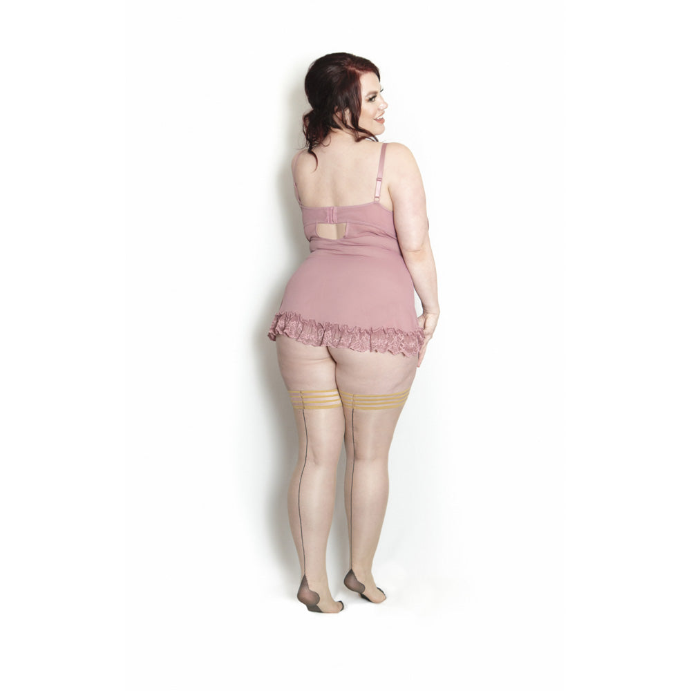 Ruby Nude Stockings with Black Back Seam and Cuban Heel - Size C