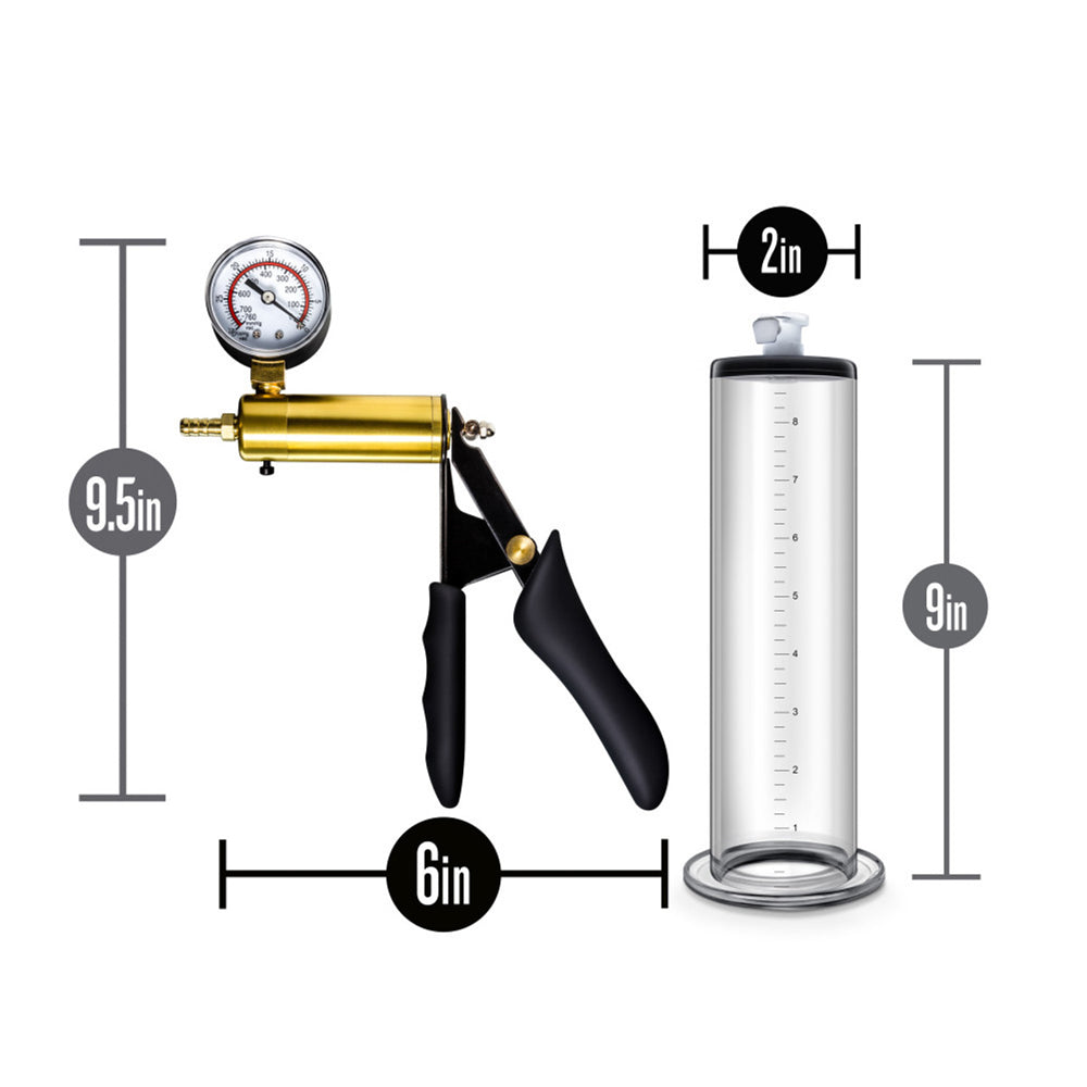 Performance VX6 Vacuum Penis Pump with Brass Pistol and Pressure Gauge – Clear