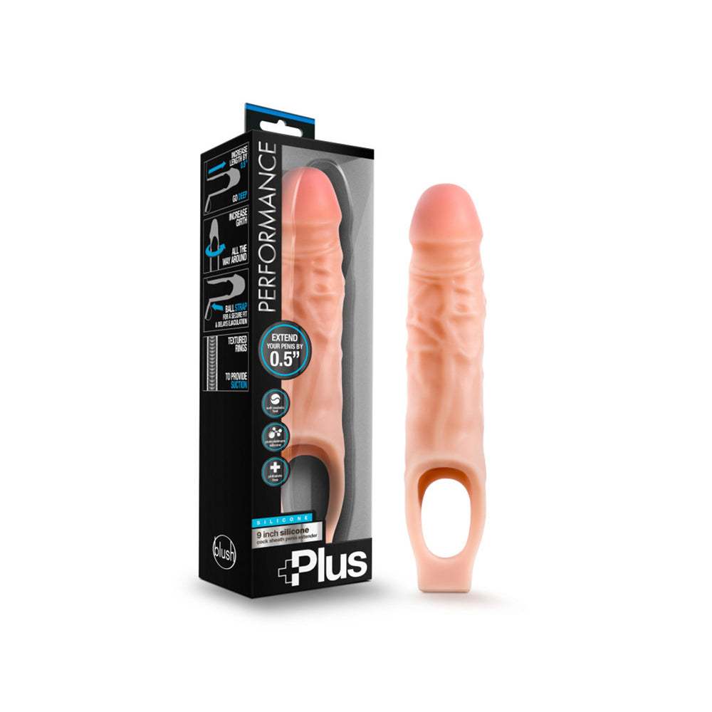 Performance Plus 9" Silicone Cock Sheath Penis Extender Vanilla
