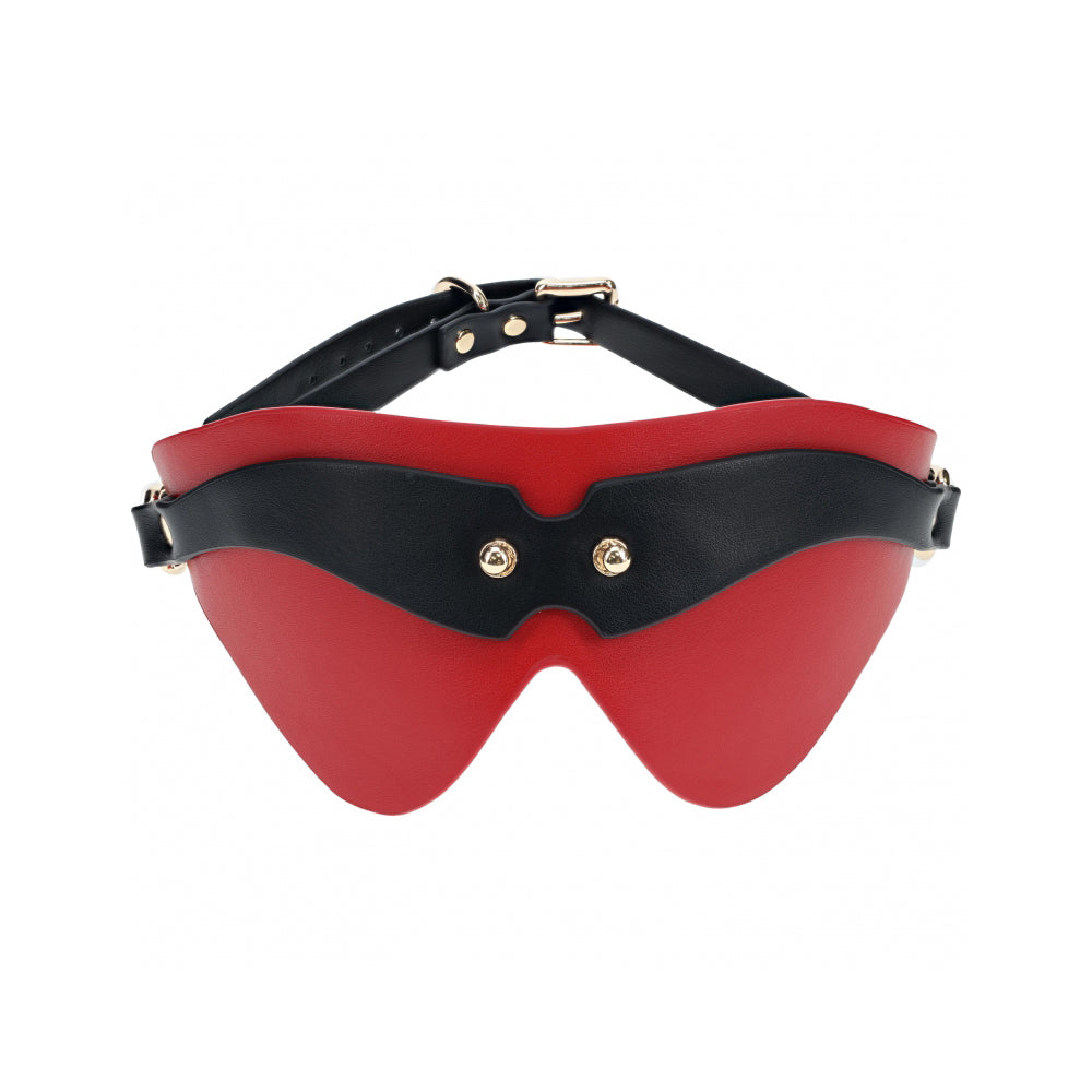 Ouch! Milan Collection Blindfold – Black & Red Adjustable Sensory Mask for Sensual Play
