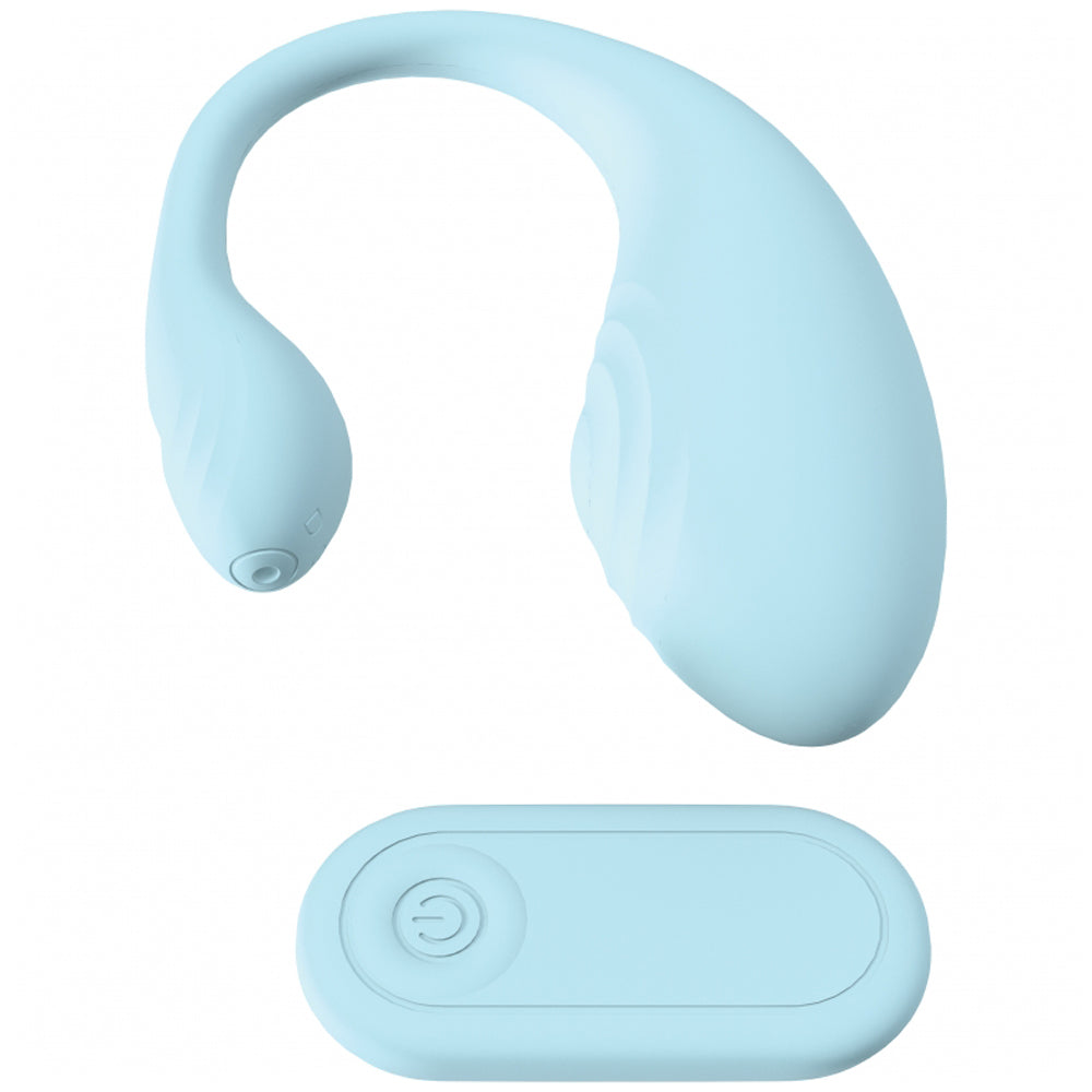 Loveline Wave C-Shape Vibrator with Remote Control - Blue