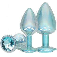 Ouch! Paris Collection Metal Anal Plug Set – Blue Trio for Stylish and Gradual Backdoor Play