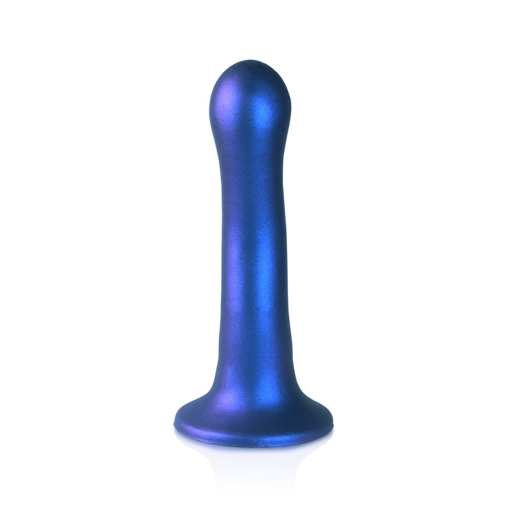 Ultra Soft Silicone Curvy G-Spot Dildo 7" Metallic Blue