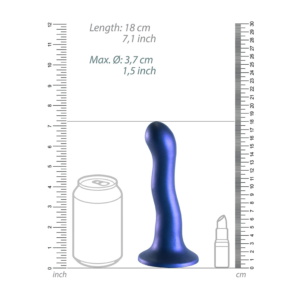 Ultra Soft Silicone Curvy G-Spot Dildo 7" Metallic Blue