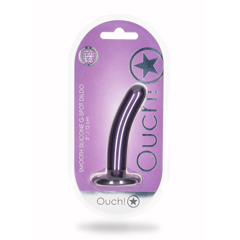Smooth Silicone G-Spot Dildo 5" Metallic Blue