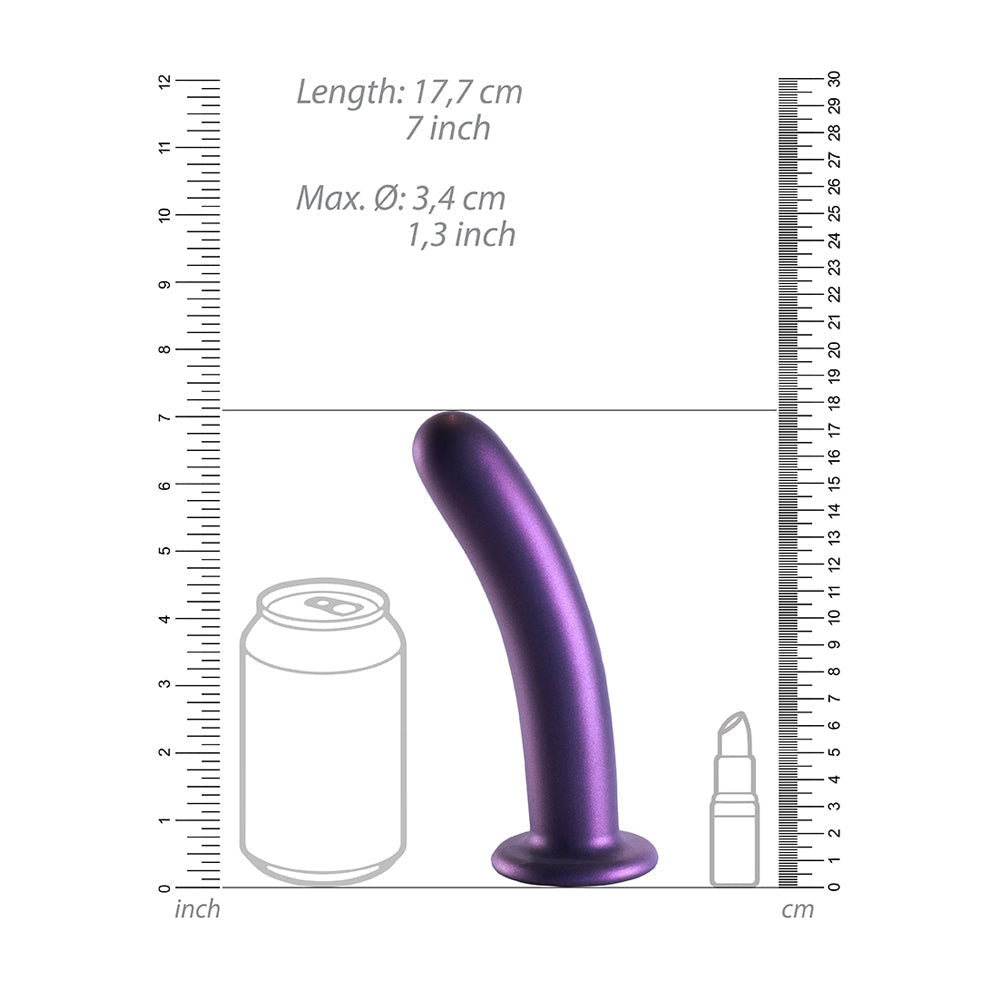Smooth Silicone G-Spot Dildo 7" Metallic Blue