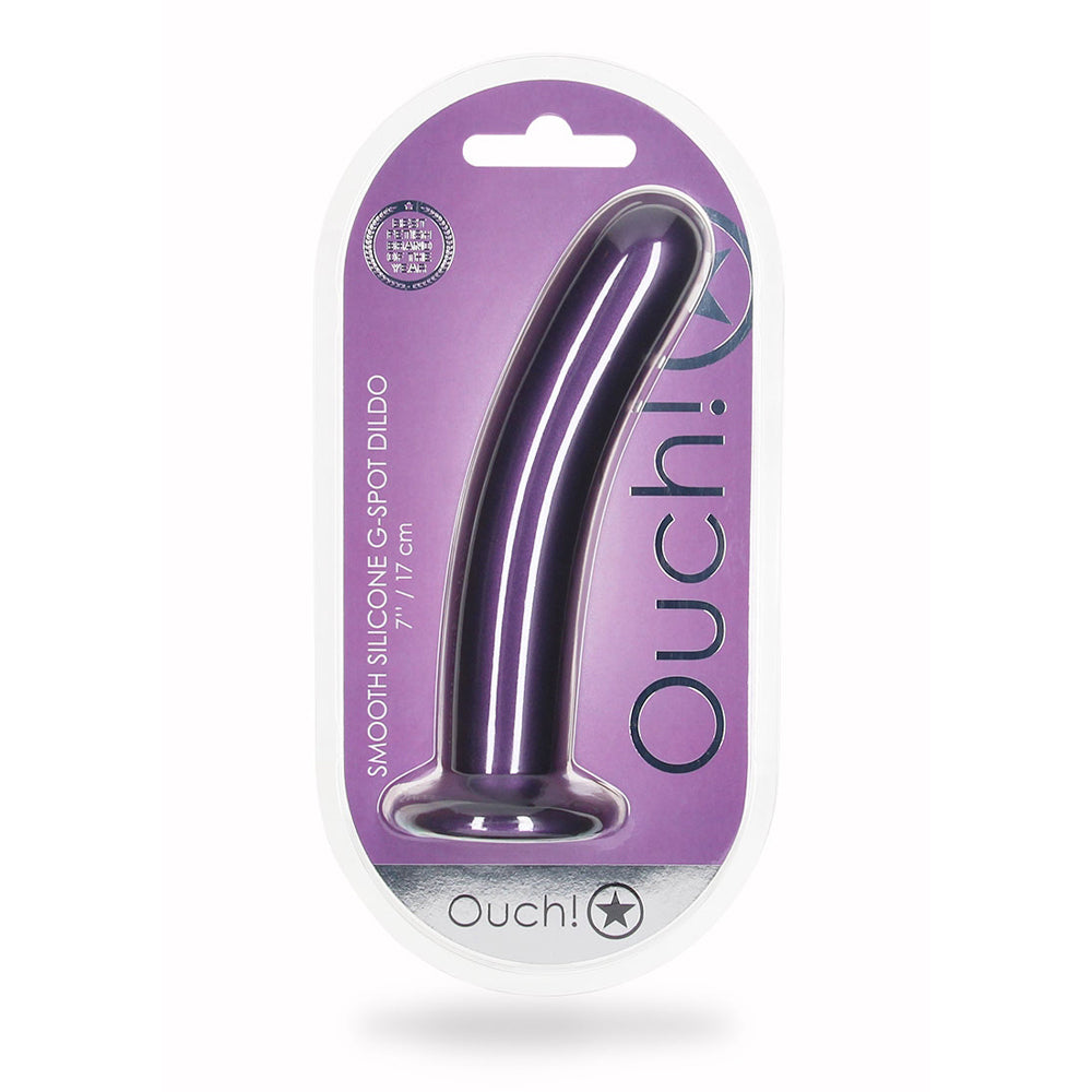 Smooth Silicone G-Spot Dildo 7" Metallic Blue
