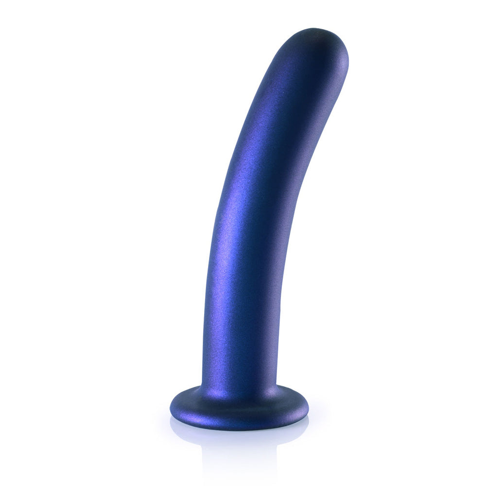 Smooth Silicone G-Spot Dildo 7" Metallic Blue
