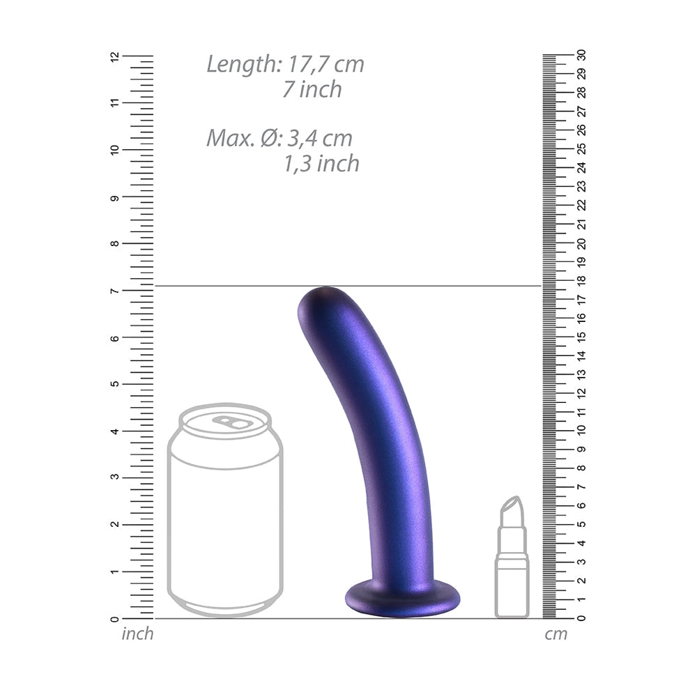 Smooth Silicone G-Spot Dildo 7" Metallic Blue